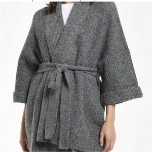 Anthropologie  Knits Oversized Kimono Wrap Cardigan In Charcoal Size O/S